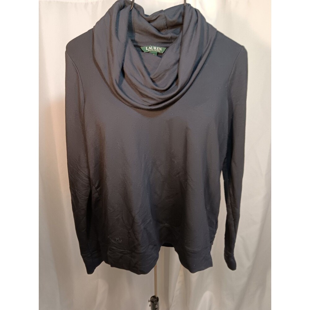 Lauren Ralph Lauren Cowl Neck long Sleeve Shirt Dark Blue Navy Size M